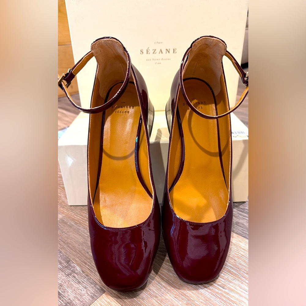 New Sézane Melanie Maryjane’s - burgundy patent leather size 10